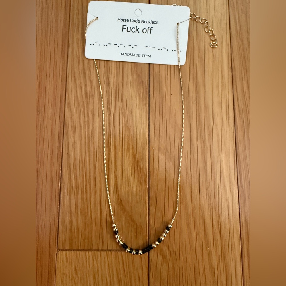 F Off Morse code necklace. Handmade. allergy, nickel, lead free. NWT